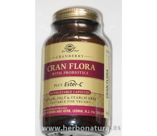 Cran flora con probióticos y ester C Arandano Rojo 60 cápsulas SOLGAR
