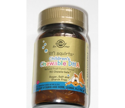 DHA masticable para niños 90 gominolas con forma de pez SOLGAR