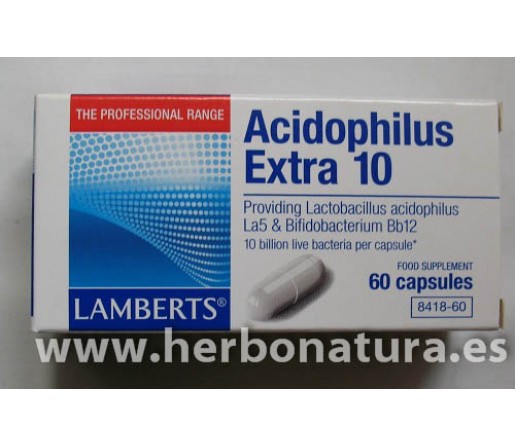 Acidophilus Extra 10 (10000 millones de bacterias amigas) 60 cápsulas LAMBERTS