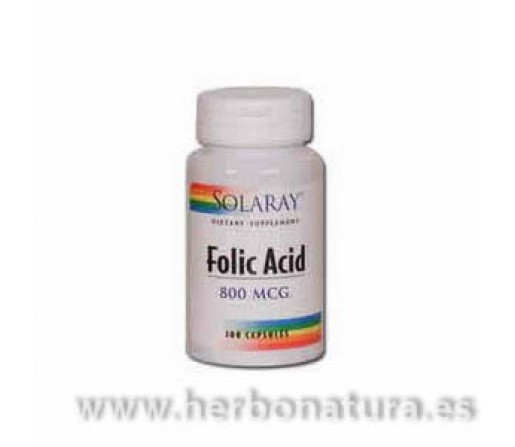 Acido Fólico Folic Acid 100 cápsulas SOLARAY