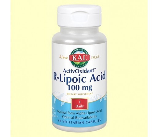 Acido R- Lipoico, 100mg, R-Lipoic Acid 60 cápsulas SOLARAY KAL