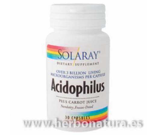 Acidophilus Plus 3 Billion Probiótico 30 cápsulas SOLARAY