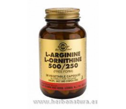 L-Arginina / L-Ornitina 500 / 250 mg 50 Cápsulas vegetales SOLGAR
