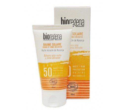 Balsamo Solar para Rostro y Zonas delicadas SPF 50 biológico, Vegano con argán 40ml BIOREGENA