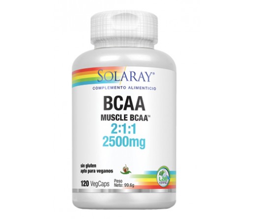 BCAA Aminoácidos Ramificados Sin Gluten 120 Cápsulas vegetales SOLARAY