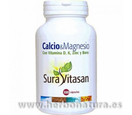 Calcio & Magnesio con Vitamina D, K, Zinc y Boro 100 cápsulas SURA VITASAN