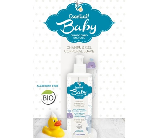 Champú y Gel Corporal Baby, Bebe 300ml. ESENTIAL AROMS