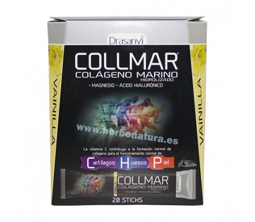 Collmar Sticks, Colágeno, magnesio, ácido hialurónico Sabor Vainilla 20 sticks DRASANVI