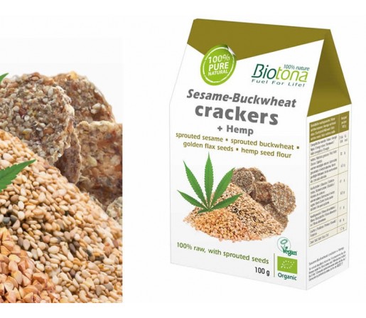 Crackers Raw Sésamo, Sarraceno Germinados, lino y cañamo Biológicos 100gr. BIOTONA