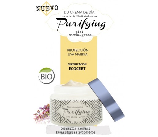 Crema de Día Biológica Purifying DD, 12 horas de Ultra-Hidratación 50ml ESENTIAL AROMS