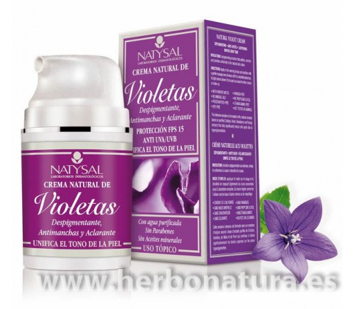 Crema Natural de Violetas Protección FPS15 Despigmentante Antimanchas 50ml. NATYSAL 
