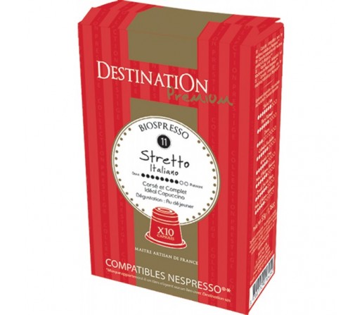 Capsulas Cafe Bio Stretto Italiano, Compatibles Nespresso 10 cápsulas DESTINATION