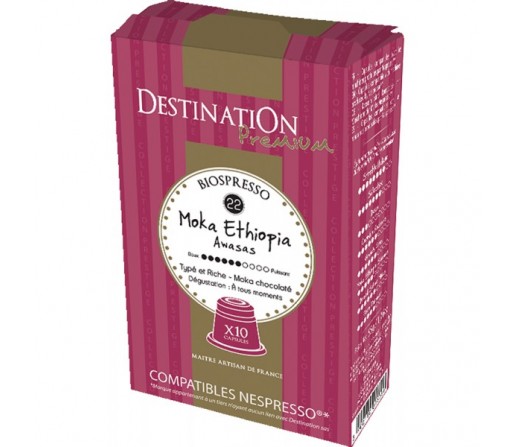 Capsulas Cafe Bio Moka Ethiopia, Compatibles Nespresso 10 cápsulas DESTINATION