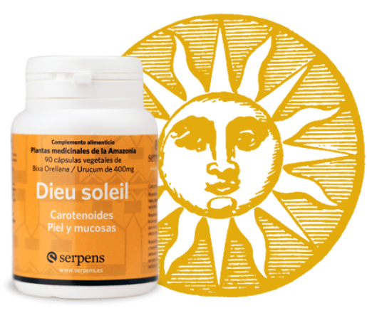 Dieu Soleil (Bixa Orellana y Urucum) Carotenoides, Piel y mucosas 90 cápsulas SERPENS