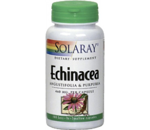 Echinacea Equinácea Angustifolia y Purpúrea 100 Cápsulas SOLARAY Raíz Pura