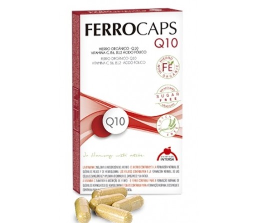 Ferrocaps Q10, Hierro Orgánico, Cobre, Acido Fólico... 60 cápsulas INTERSA