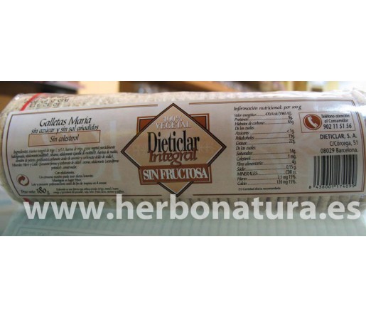 Galletas María Integrales Sin Fructosa 180gr. DIETICLAR