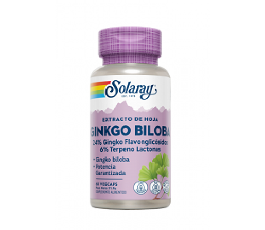 Ginkgo Biloba Extracto de Hoja Estandarizado 60 cápsulas vegetales SOLARAY