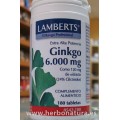 Ginkgo Extra Alta Potencia 6000mg. 180 comprimidos LAMBERTS