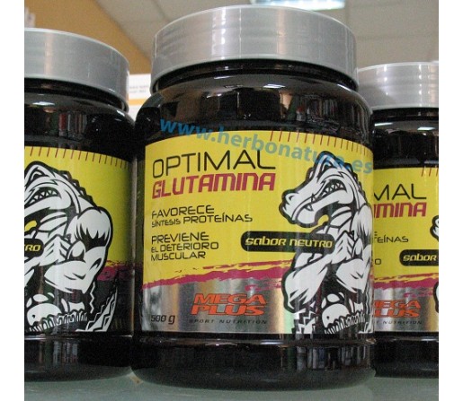 Optimal Glutamina Sabor neutro Sin Aspartamo ni gluten 500gr. MEGA PLUS