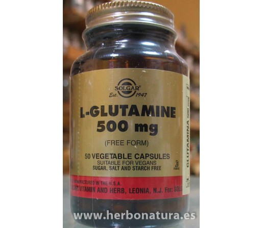 L-Glutamina 500mg. (forma libre) 50 cápsulas SOLGAR