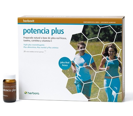 Potencia Plus Herbovit, Jalea real fresca, Taurina, Carnitina... 20 viales HERBORA