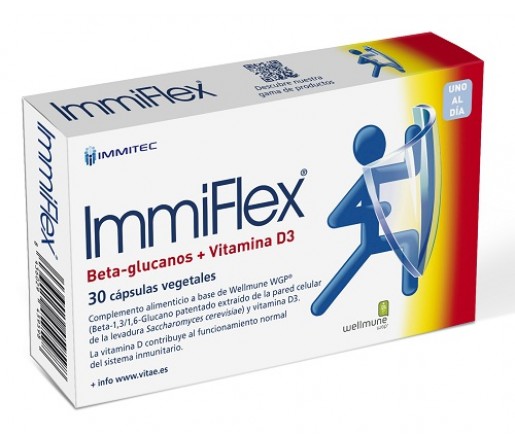 Immiflex Defensas, Beta-Glucanos, Vitamina D3. 30 cápsulas VITAE