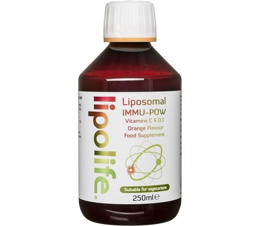 Immu Pow, Vitamina C con D3 liposomal, Sabor Naranja 250ml. LIPOLIFE
