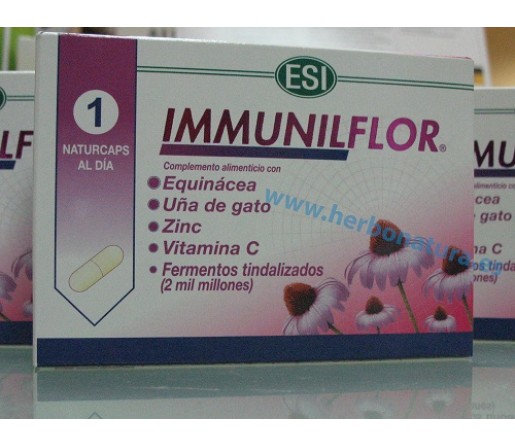 Immunilflor, Equinacea, zinc, Fermentos Lácticos... 30 cápsulas ESI TREPADIET