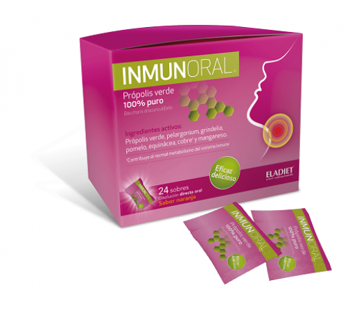 Inmunoral con própolis verde, Equinácea, Manganeso, Pelargonium... 24 sobres ELADIET
