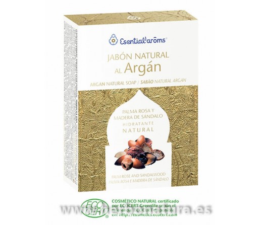 Jabón Natural al Argán, Palma Rosa y Madera de Sándalo Ecológico 100gr. ESENTIAL AROMS