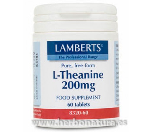 L-Teanina 200 mg Theanine Calmante, Relajante 60 comprimidos LAMBERTS