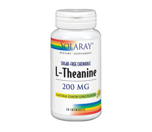 L-Theanine, Teanina 200mg. Sabor natural de limón, 30 comprimidos masticables SOLARAY