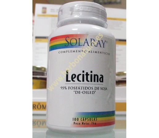 Lecitina de Soja sin aceite con 95% de Fosfátidos de Soja 100 cápsulas SOLARAY