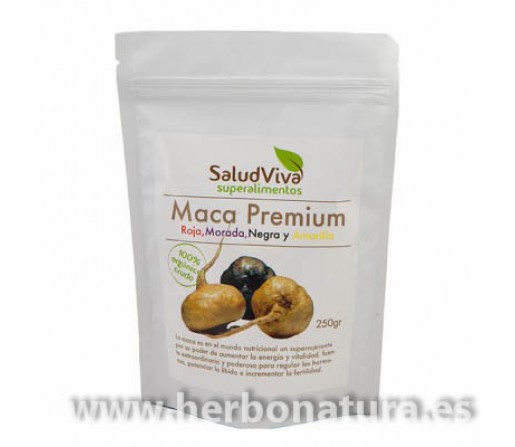 Maca Premium Roja, Morada Negra y Amarilla Superalimento 200gr. SALUD VIVA