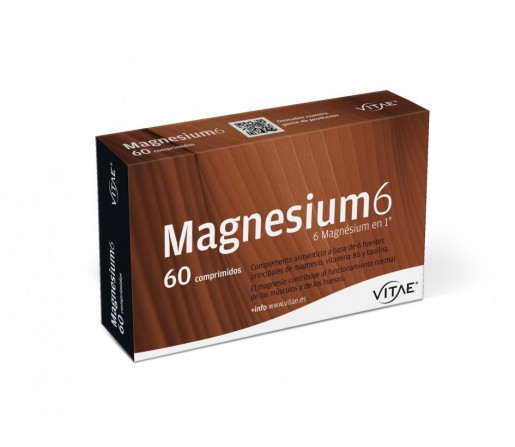 Magnesium 6, 6 fuentes de Magnesio con B6 y Taurina 60 comprimidos VITAE