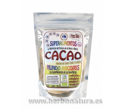 Manteca de Cacao Cruda y Ecológica de Perú 250gr. MUNDO ARCOIRIS