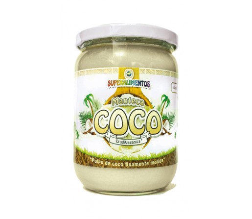 Manteca de Coco Crudivegana Ecológica 500ml. Superalimentos MUNDO ARCOIRIS