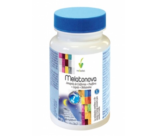 Melatonova Melatonina, Amapola, Pasiflora, Lúpulo 60 comprimidos NOVA DIET