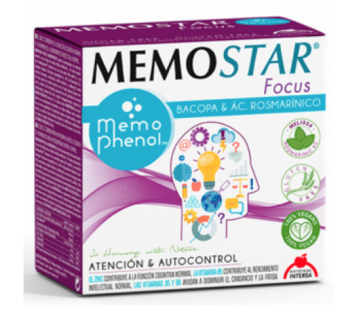Memostar Focus Memophenol, Zinc, Melisa, Bacopa... 30 sobres INTERSA