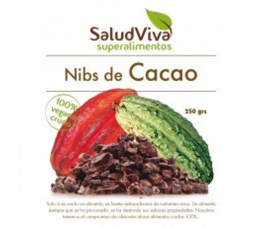 Nibs de Cacao Puro Biológico y Orgánico Superalimento 250gr. SALUD VIVA