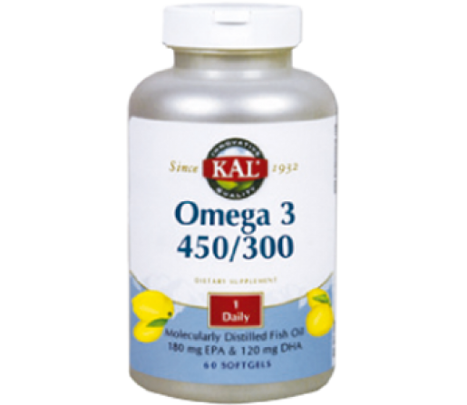 Omega 3 EPA 450 y DHA 300. 60 perlas Kal SOLARAY