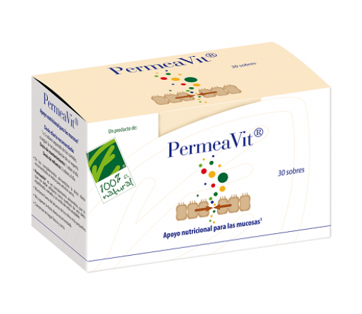 PermeaVit apoyo Mucosas, Glutamina, Quercitina, Glucosamina, Lisina... 30 sobres 100 % NATURAL