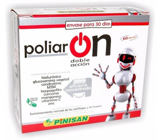 Poliar On doble acción (Hialurónico, Glucosamina, Magnesio, MSM, Cúrcuma...) 60 cápsulas PINISAN