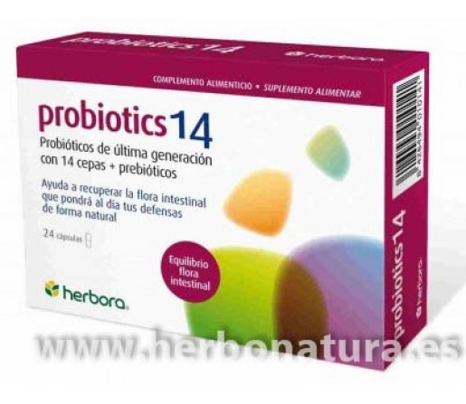 Probiotics 14 Probiótico 14 Cepas + Prebióticos 30 Cápsulas HERBORA
