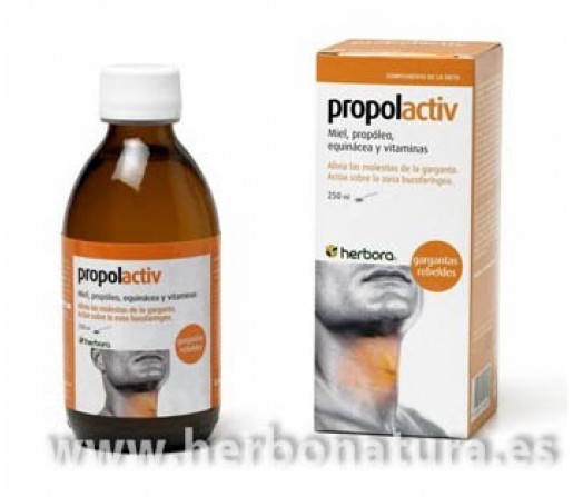 Propolactiv jarabe Cuida tu garganta Miel, Propóleo, equinácea, vitaminas... 250ml. HERBORA