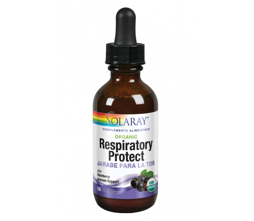 Jarabe Respiratory Protect- Vias Respiratorias, 59 ml (74 tomas). Apto para veganos. SOLARAY