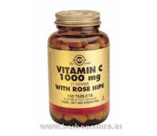 Rose Hips C, Vitamina C con escaramujo 1000 mg 100 Comprimidos SOLGAR