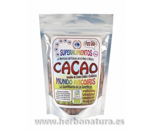 Semillas de Cacao Crudas y Ecológicas de Perú 250gr. Mundo Arcoiris SUPERALIMENTOS