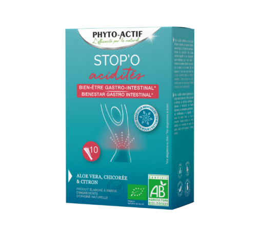 Stop-o Acidités Ecológico, Aloe, Limón, Achicoria... 10 sticks PHYTO ACTIF